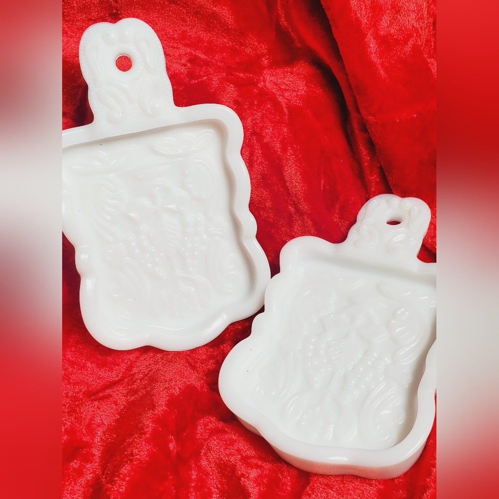 Vintage Imperial Glass Milk Glass Butter/Cookie Molds (2 Count)